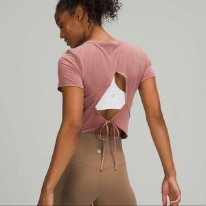 Lululemon Open Tie Back Short Sleeve Pink